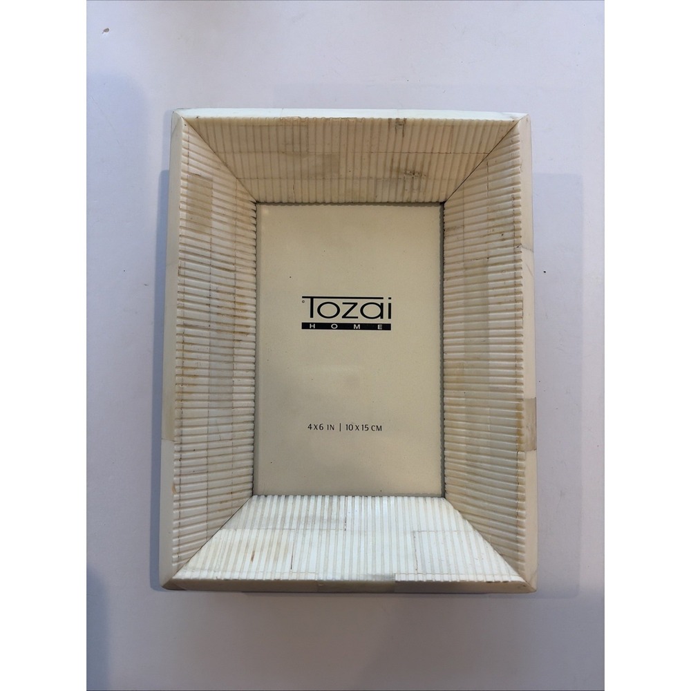 Tozai Home Picture Frame 4 x 6 in Photo Faux Ivory Bone Inlay Neutral